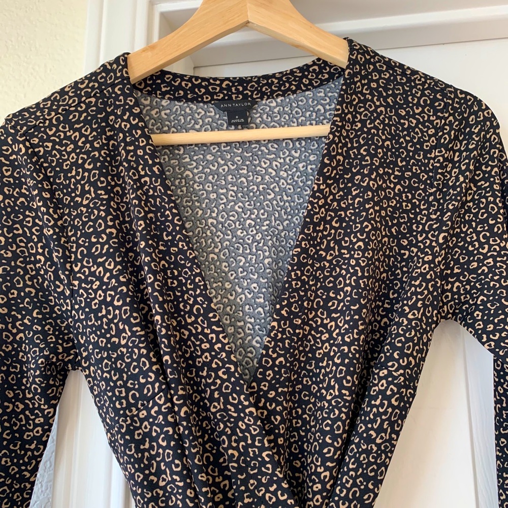 Ann Taylor Leopard Print Wrap Dress NWOT